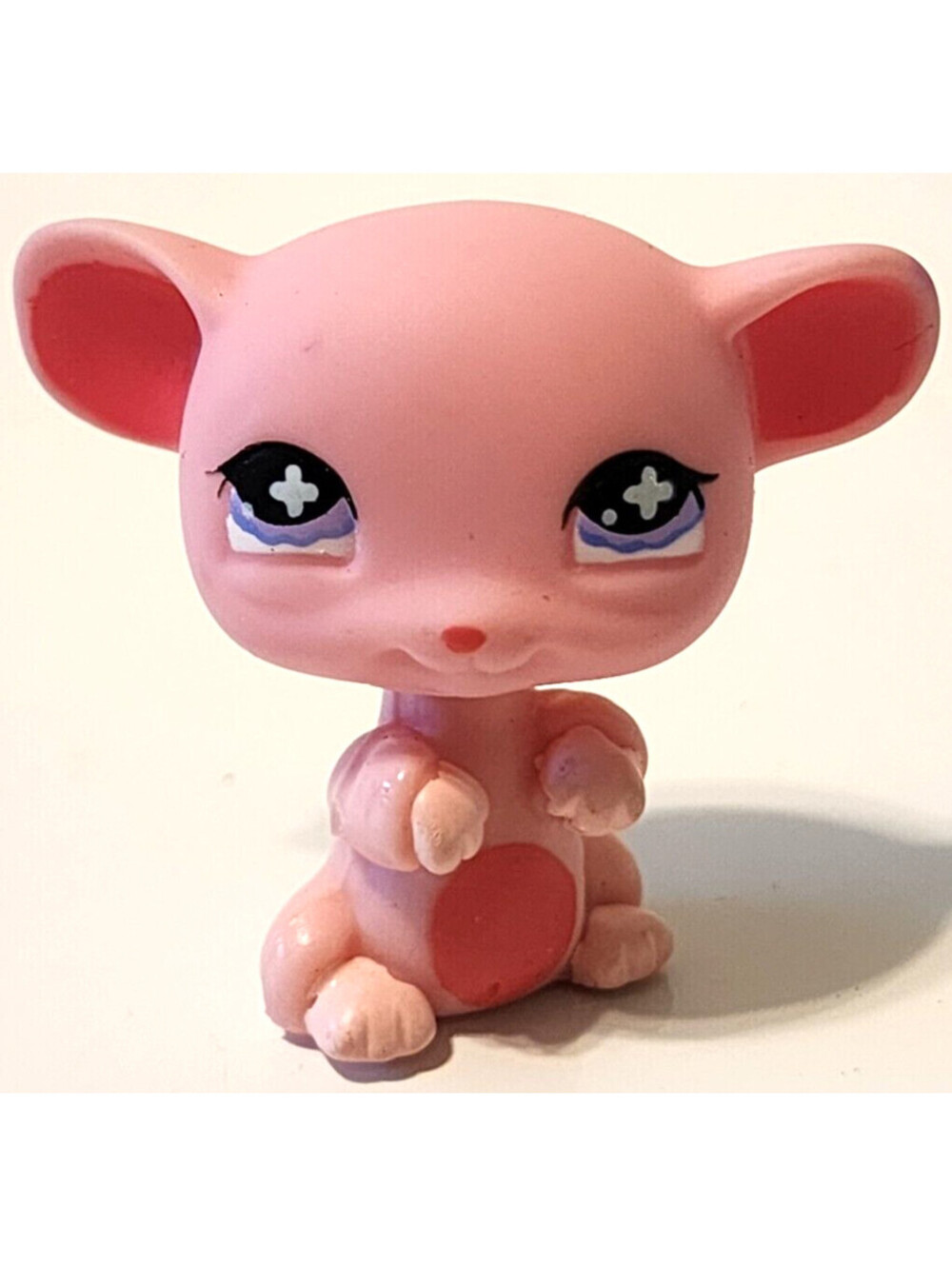 Littlest Pet Shop #633 PINK Standing Mouse 2006 Purple Cross Eyes